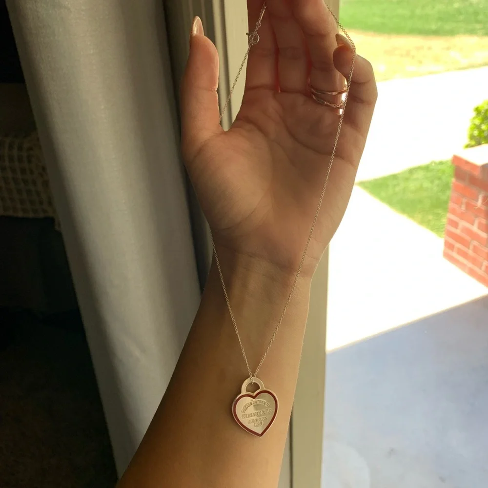 Silver / red Tiffany & Co. necklace - Picture 2 of 4